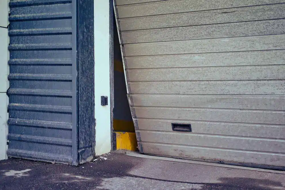 Broken commercial garage door