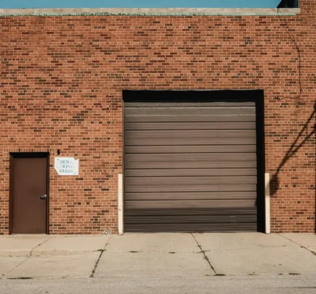 brick building commercial overhead door