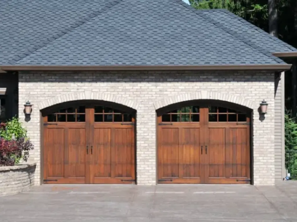 dual wood garage doors residential
