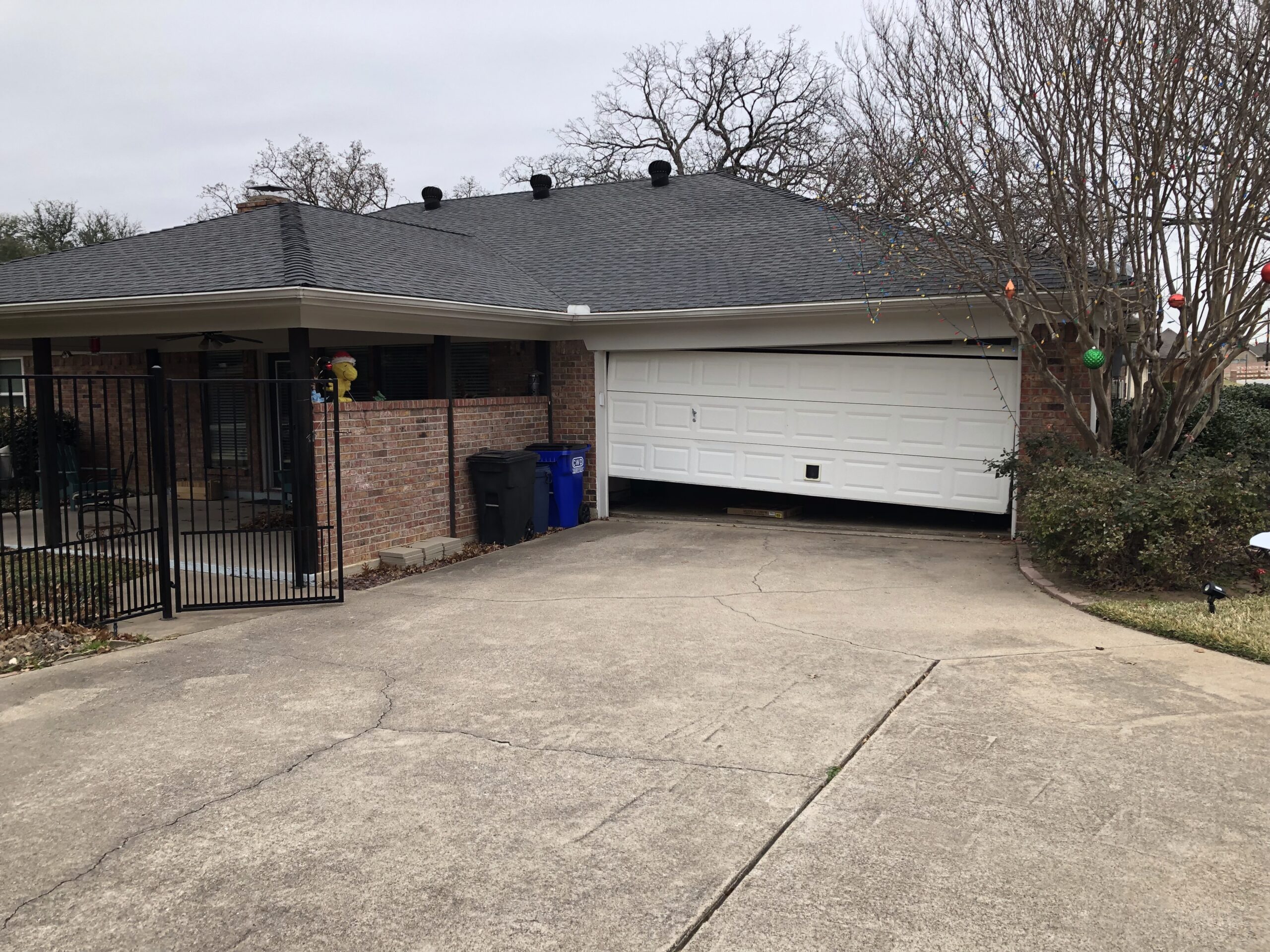 Residential garage door off-track