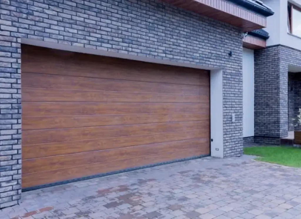 brown wood residential garage door