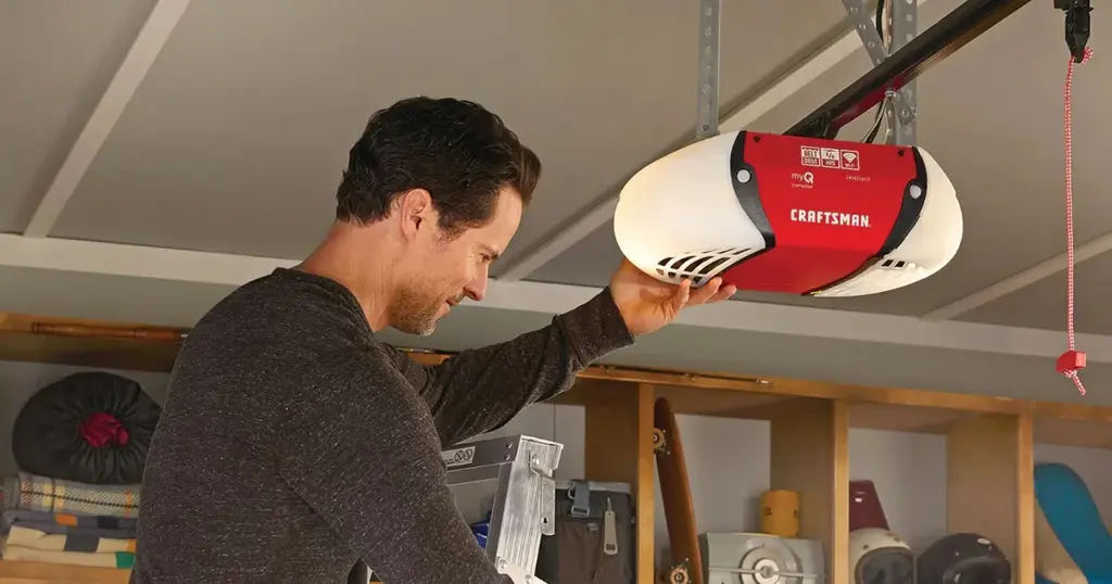 expert technician installing craftsman garage door opener