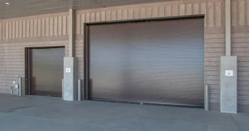 brown manual roll up garage door