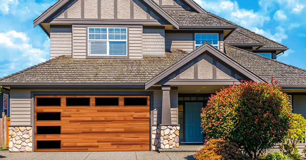 durable wood grain garage doors