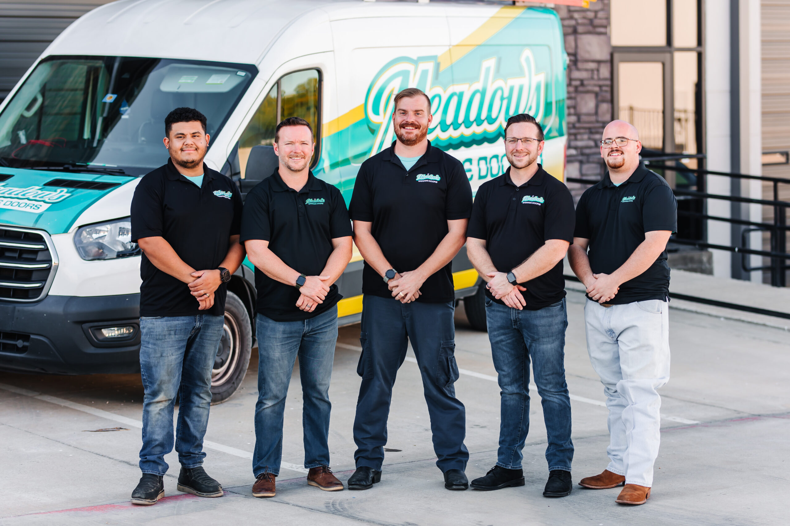 The Meadows team in front of the Meadows work van