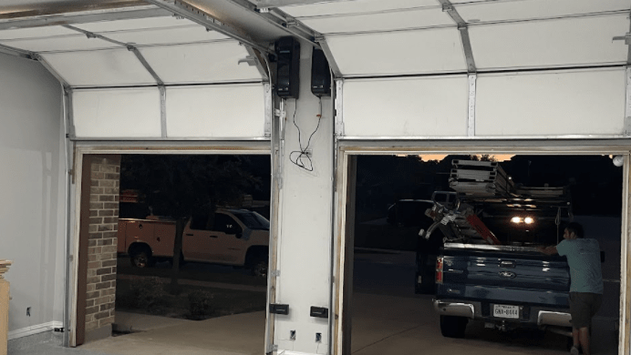 Open high lift garage door