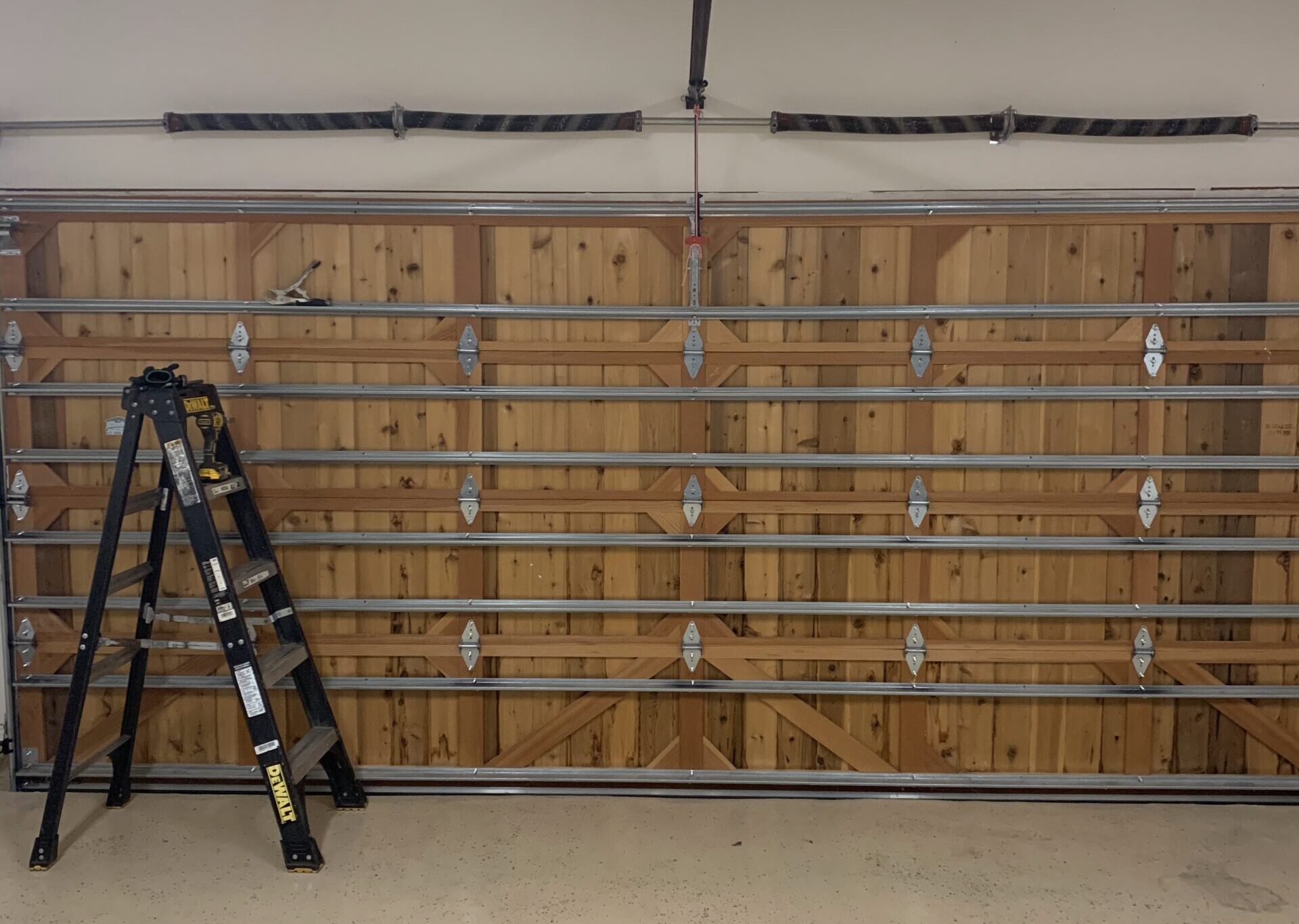 Interior wooden garage door.