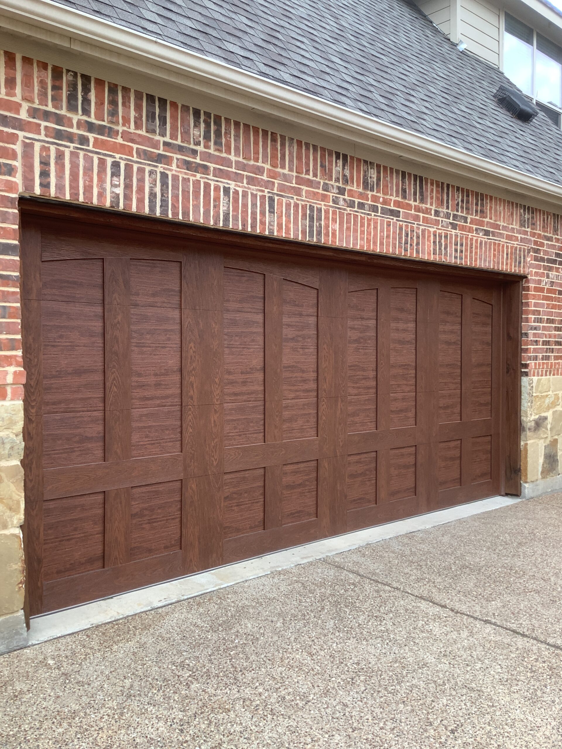 Wood paneled garage door